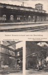 Bahnhof Deutsch-Avricourt nach der Beschiessung - Ausgebrannter Wartesaal - Durch eine Granate zerstörter Güterschuppen 