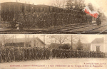 Exercice d'embarquement à la gare d'Emberménil par les troupes du fort de Manonviller