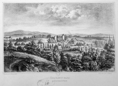 Justin  Emeraux - 1859 - Vue de Blâmont (Meurthe) - prise du chemin de Repaix